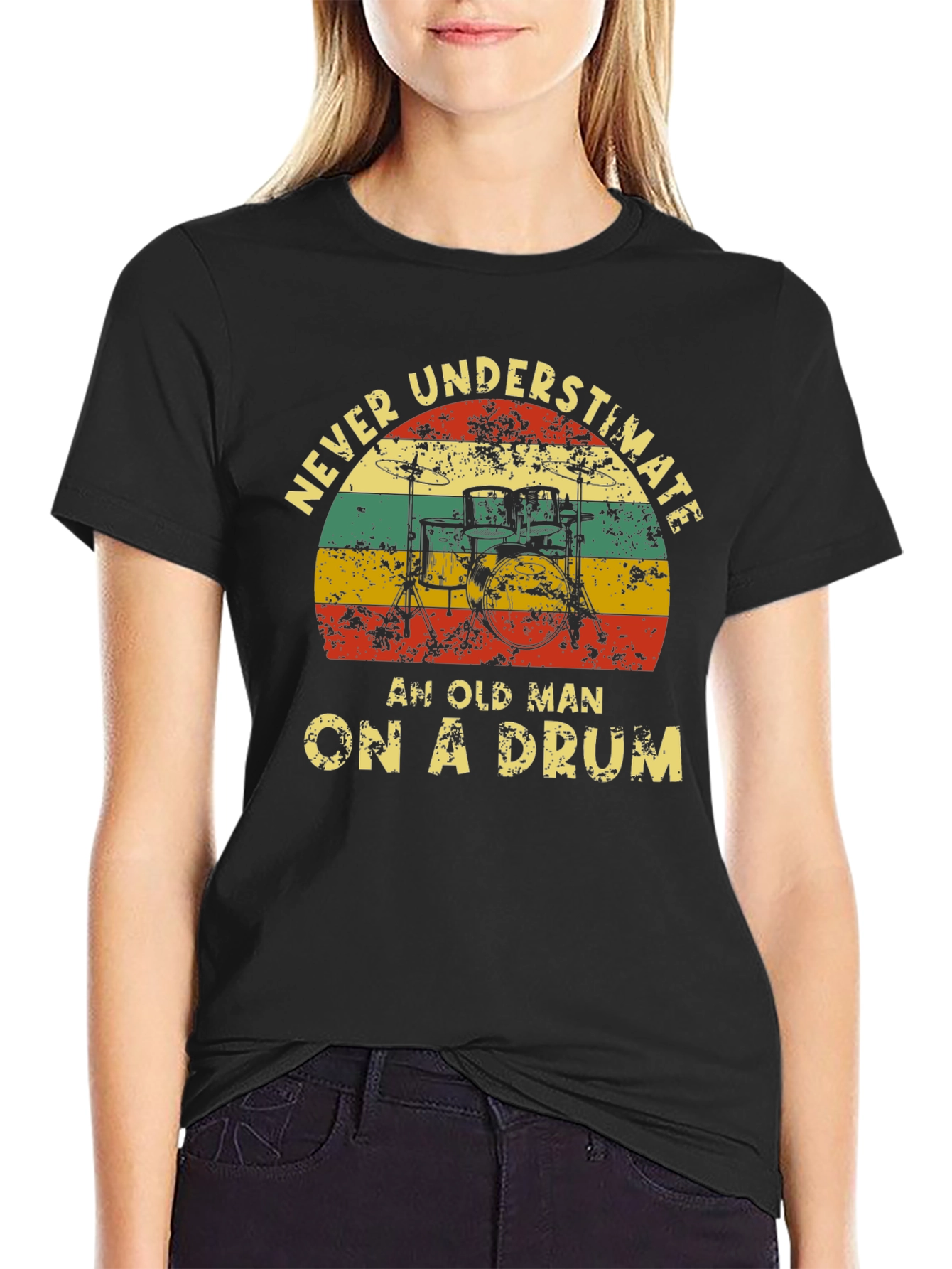 Never Underestimate Old Man Drummer T-Shirt