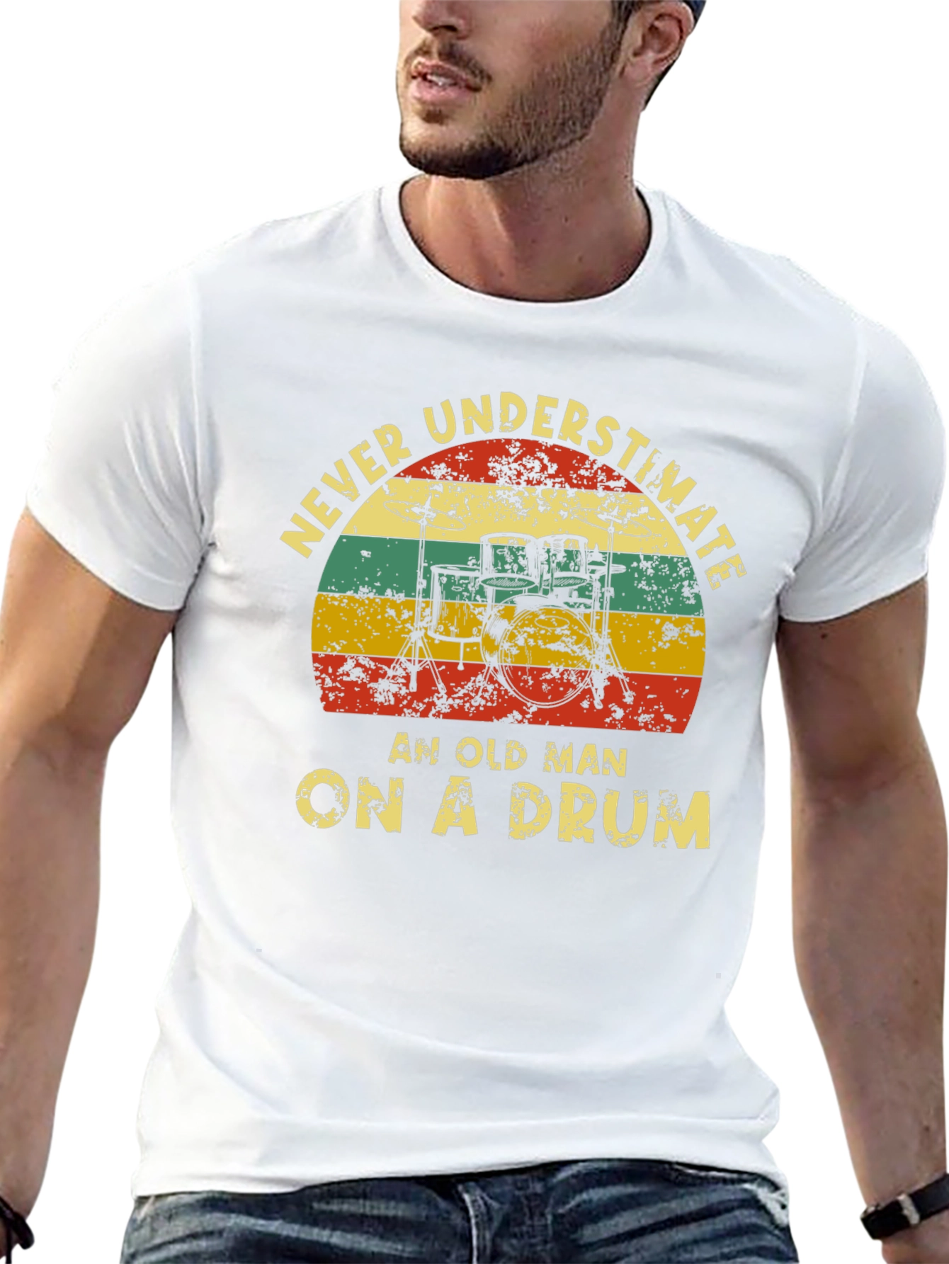 Never Underestimate Old Man Drummer T-Shirt