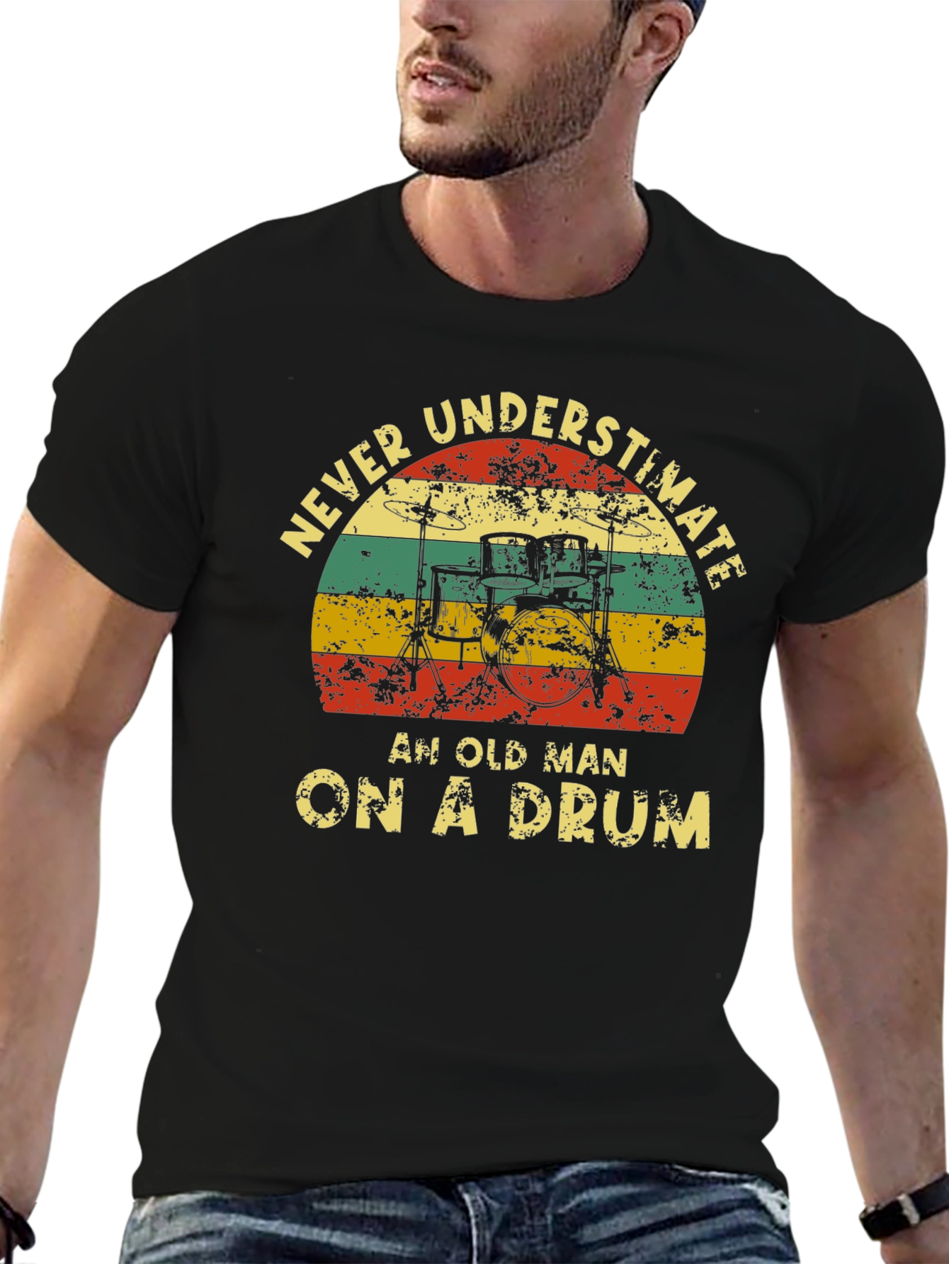 Never Underestimate Old Man Drummer T-Shirt