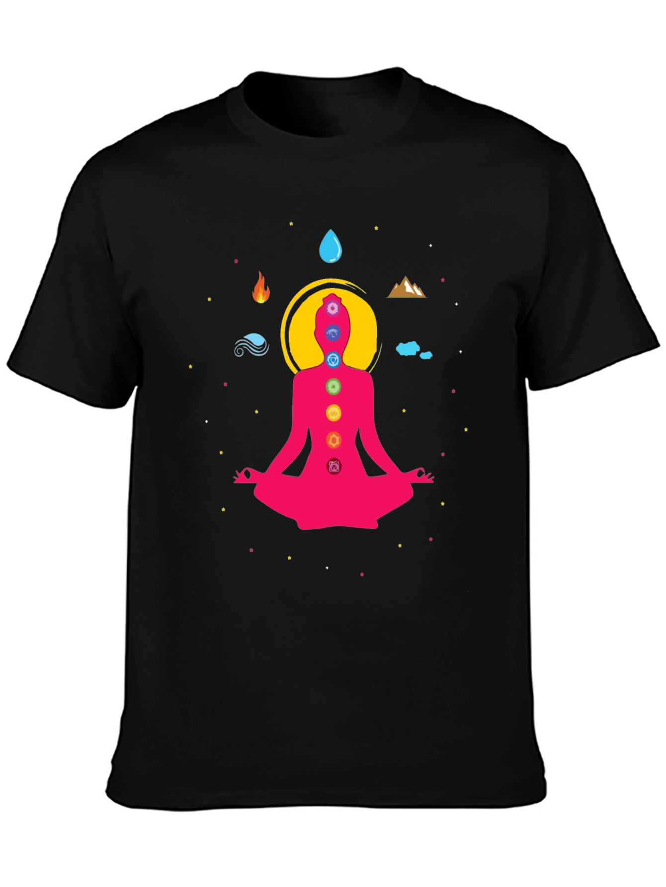 Chakra Meditation Graphic Tee - Black