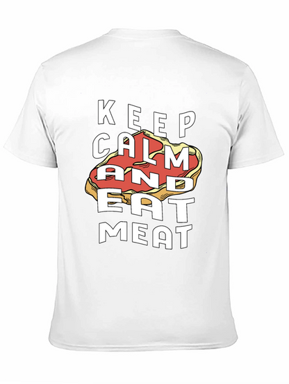 Keep Calm and Eat Meat Black Graphic Tee