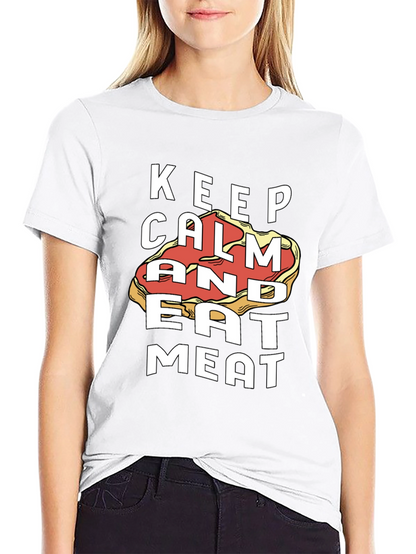 Keep Calm and Eat Meat Black Graphic Tee