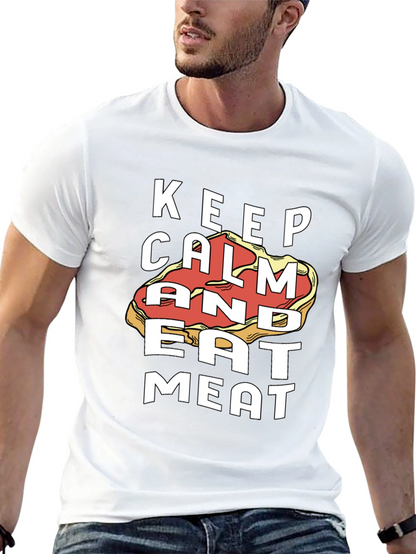 Keep Calm and Eat Meat Black Graphic Tee