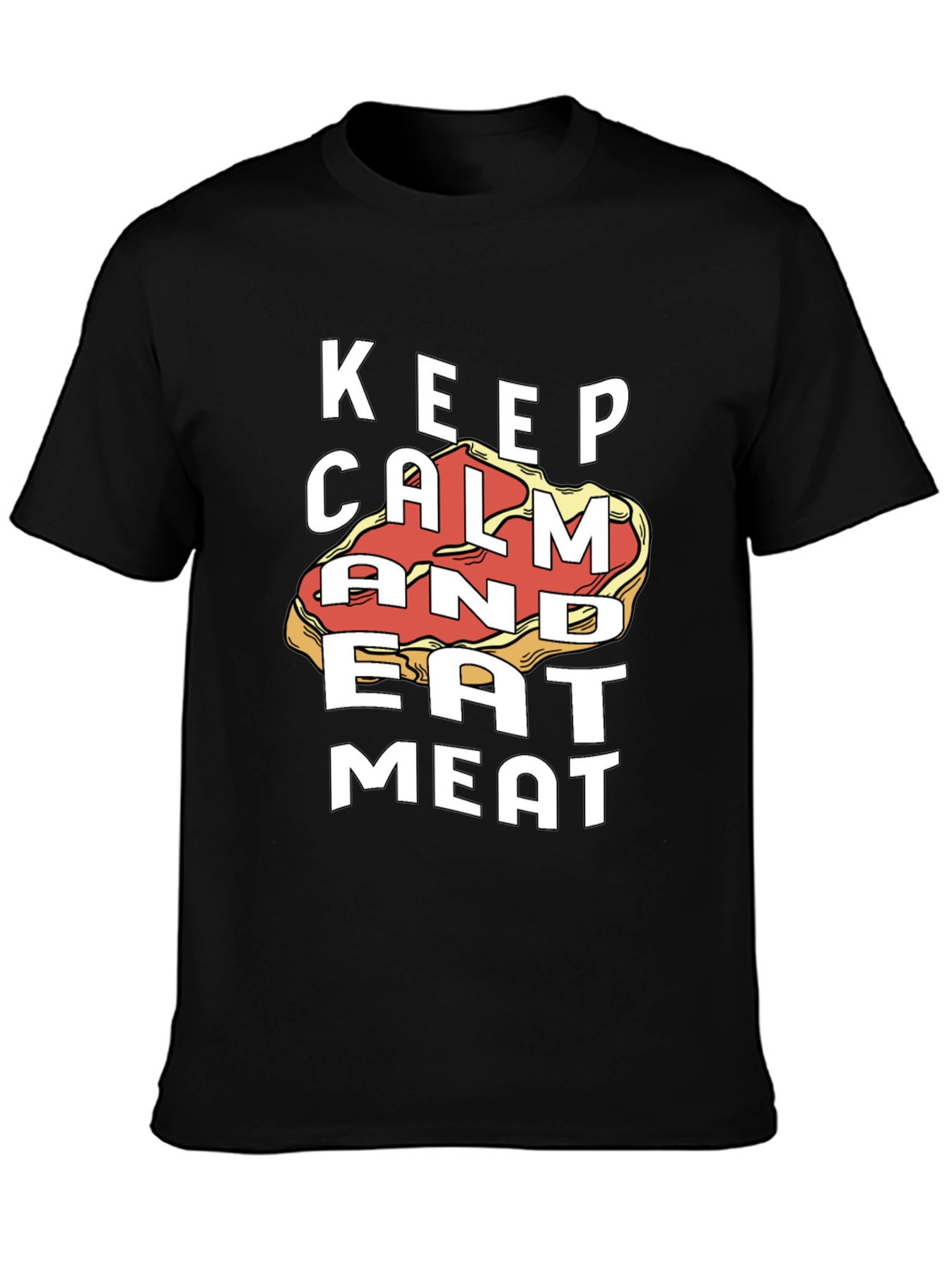 Keep Calm and Eat Meat Black Graphic Tee