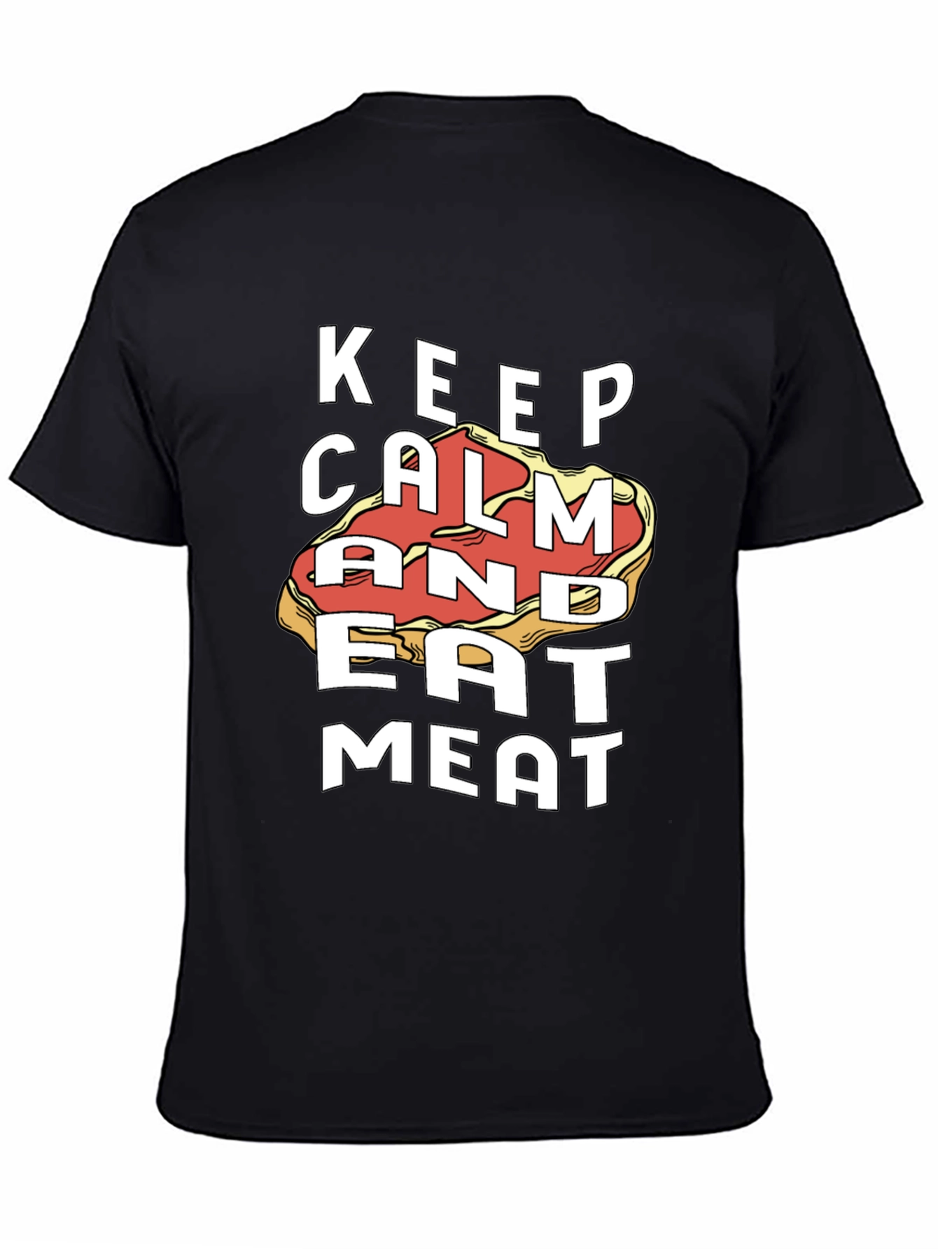 Keep Calm and Eat Meat Black Graphic Tee