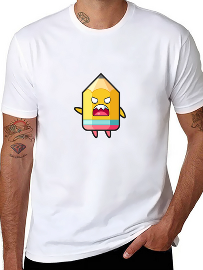 Cartoon Pencil Graphic Black T-Shirt