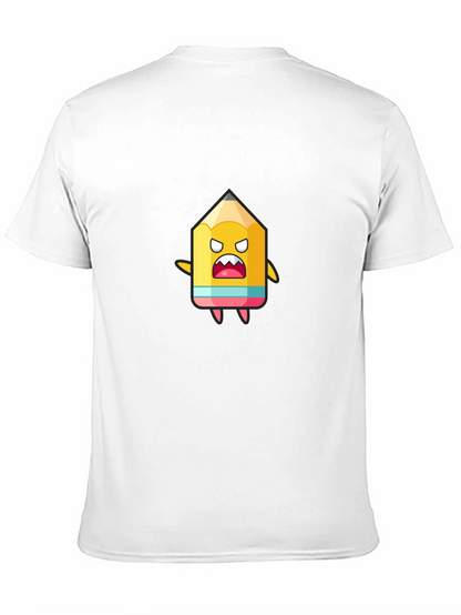 Cartoon Pencil Graphic Black T-Shirt