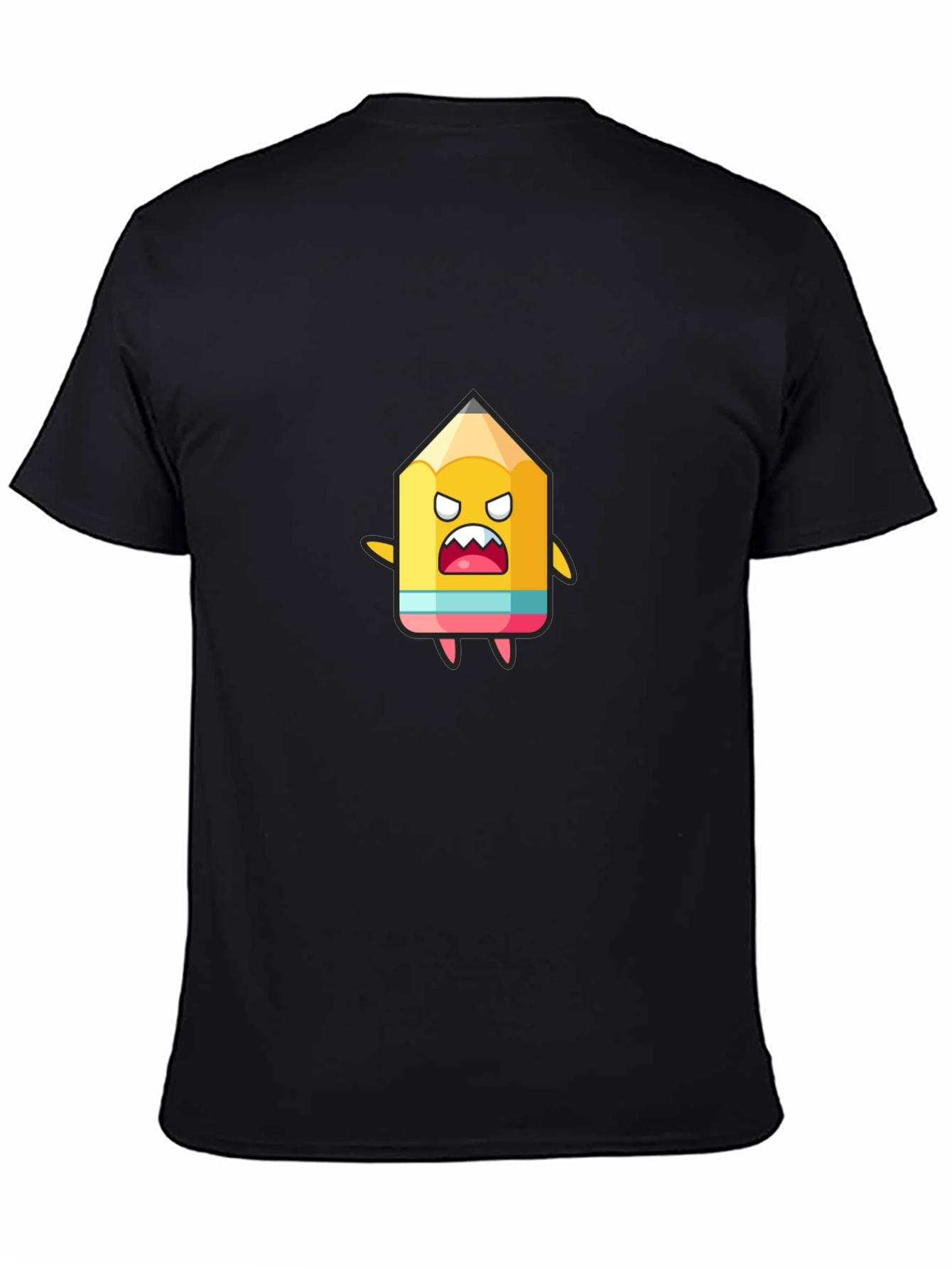 Cartoon Pencil Graphic Black T-Shirt