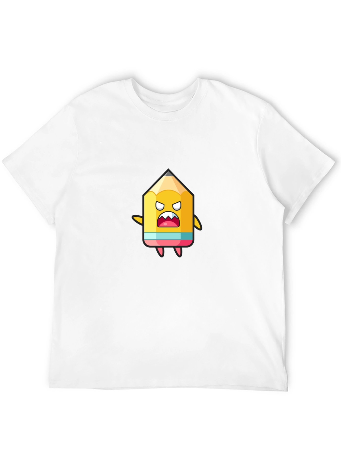 Cartoon Pencil Graphic Black T-Shirt