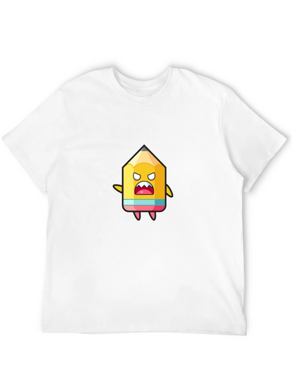 Cartoon Pencil Graphic Black T-Shirt