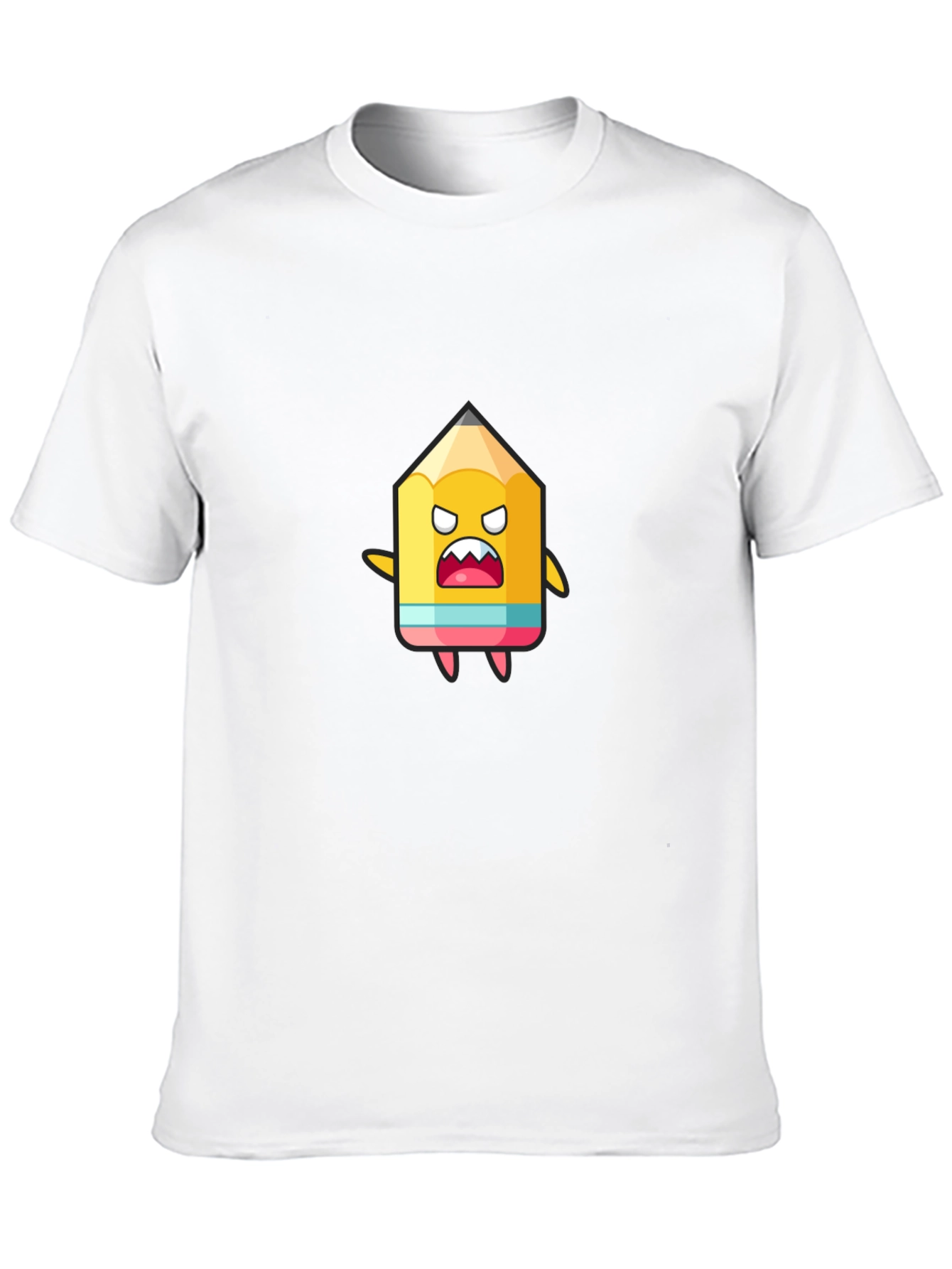 Cartoon Pencil Graphic Black T-Shirt