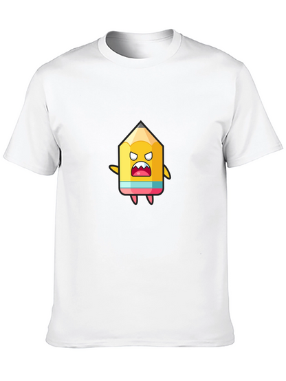 Cartoon Pencil Graphic Black T-Shirt