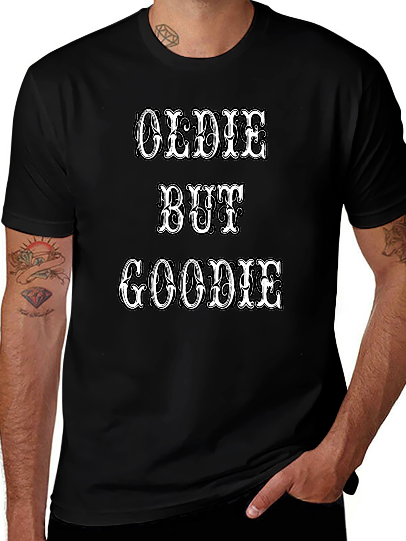 Oldie But Goodie Graphic Tee - Black Crew Neck