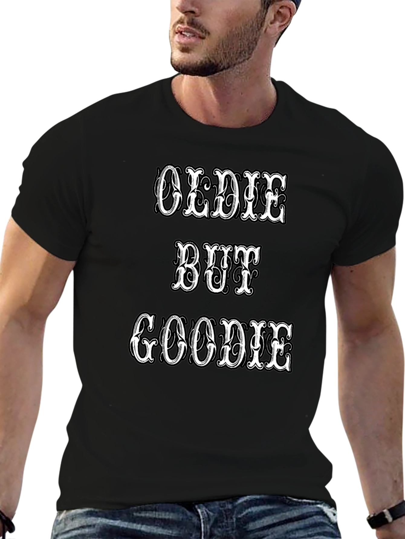 Oldie But Goodie Graphic Tee - Black Crew Neck