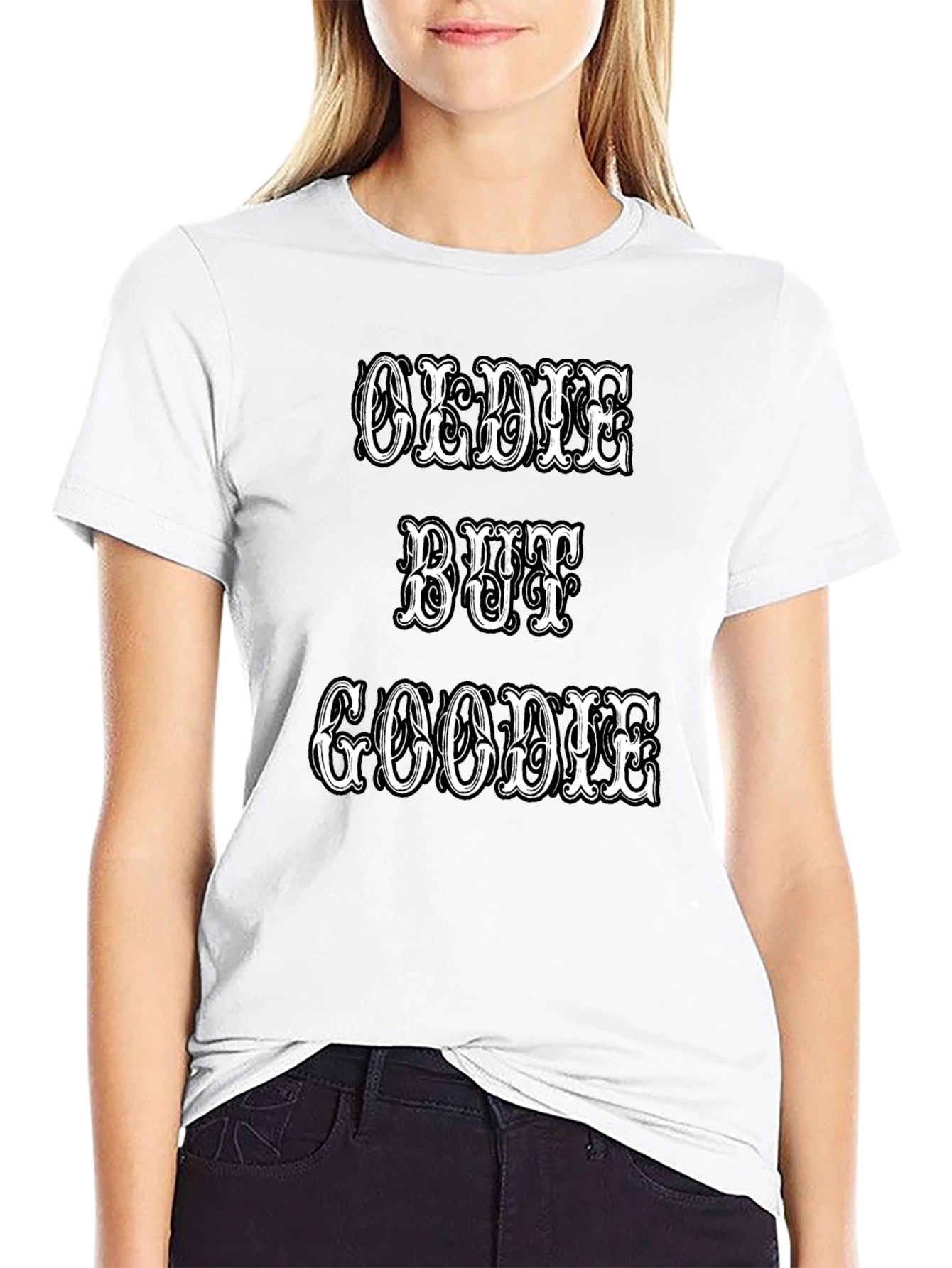 Oldie But Goodie Graphic Tee - Black Crew Neck