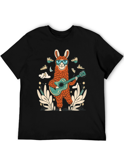 Cool Llama Guitarist Graphic Tee