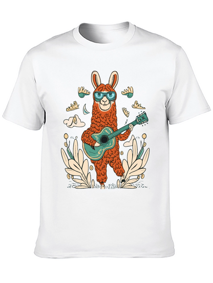 Cool Llama Guitarist Graphic Tee