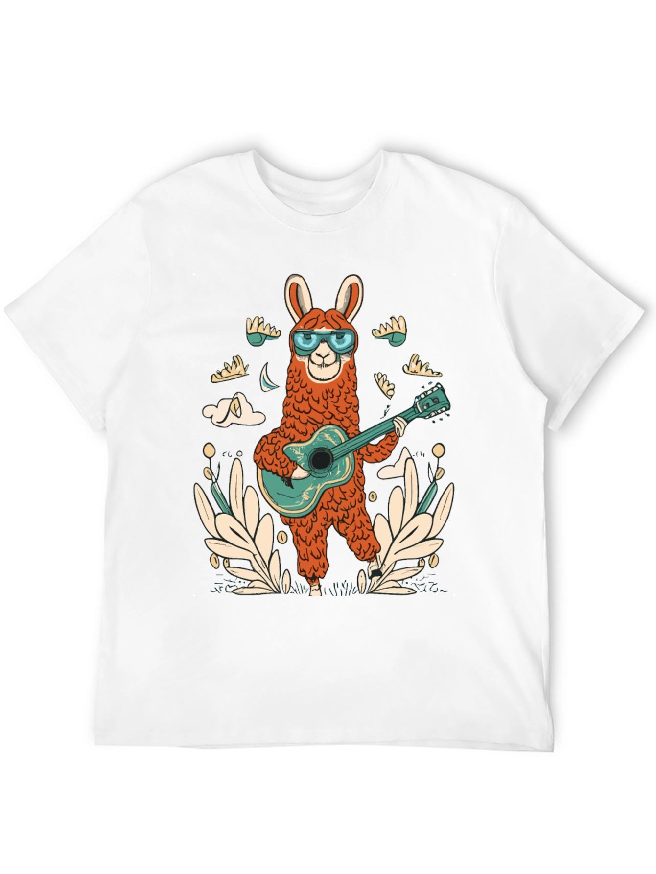 Cool Llama Guitarist Graphic Tee