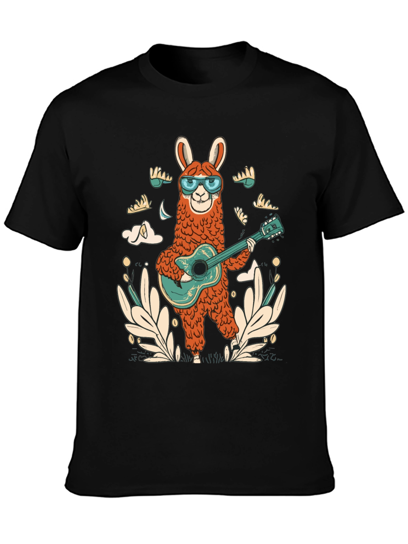 Cool Llama Guitarist Graphic Tee