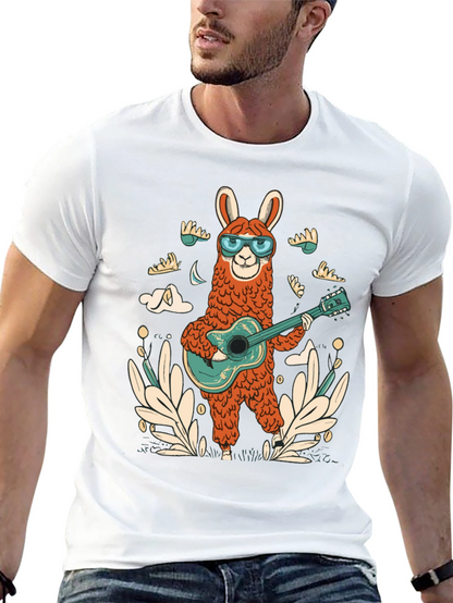 Cool Llama Guitarist Graphic Tee