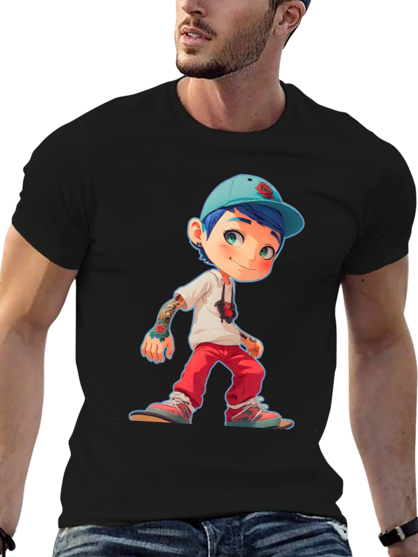Cartoon Style Boy Graphic T-Shirt