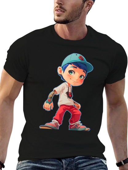 Cartoon Style Boy Graphic T-Shirt