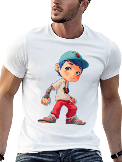 Cartoon Style Boy Graphic T-Shirt