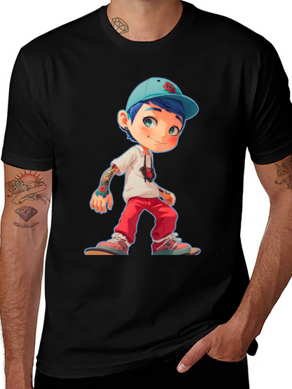 Cartoon Style Boy Graphic T-Shirt