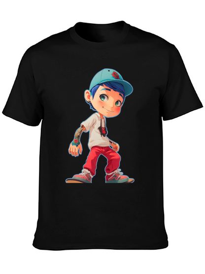 Cartoon Style Boy Graphic T-Shirt