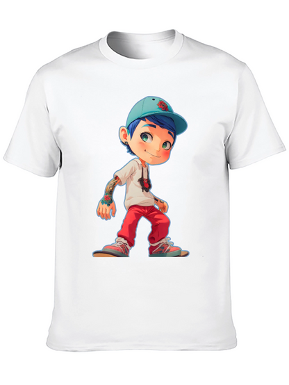 Cartoon Style Boy Graphic T-Shirt