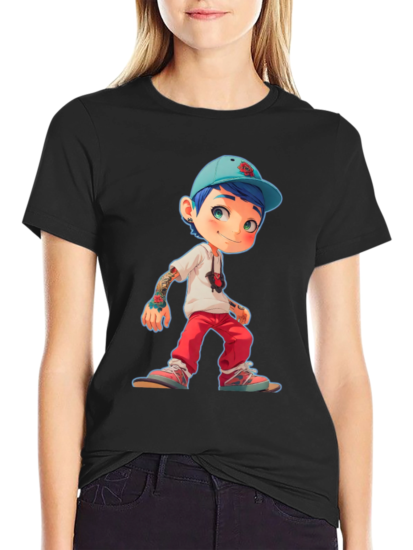 Cartoon Style Boy Graphic T-Shirt