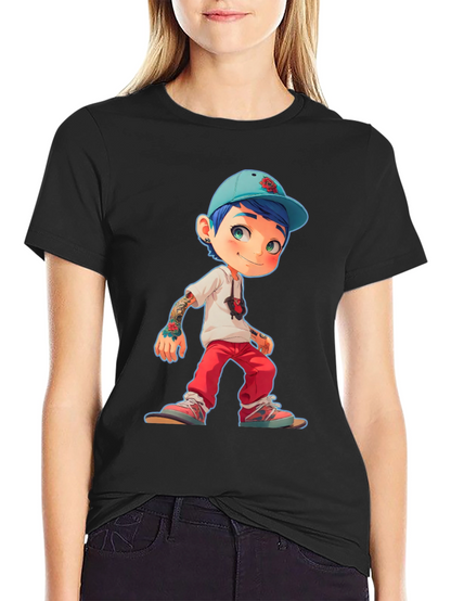 Cartoon Style Boy Graphic T-Shirt