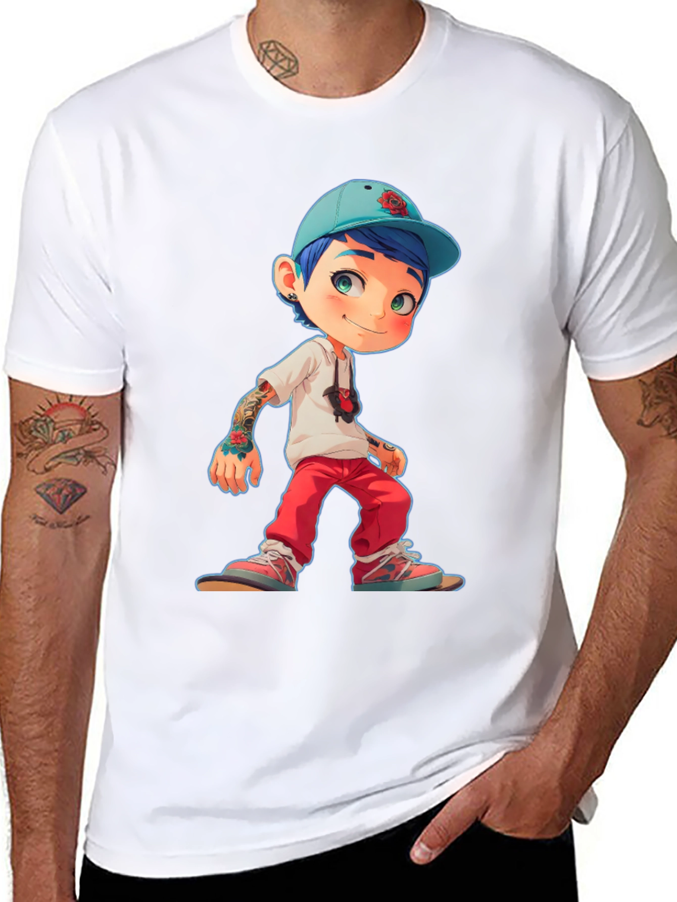 Cartoon Style Boy Graphic T-Shirt