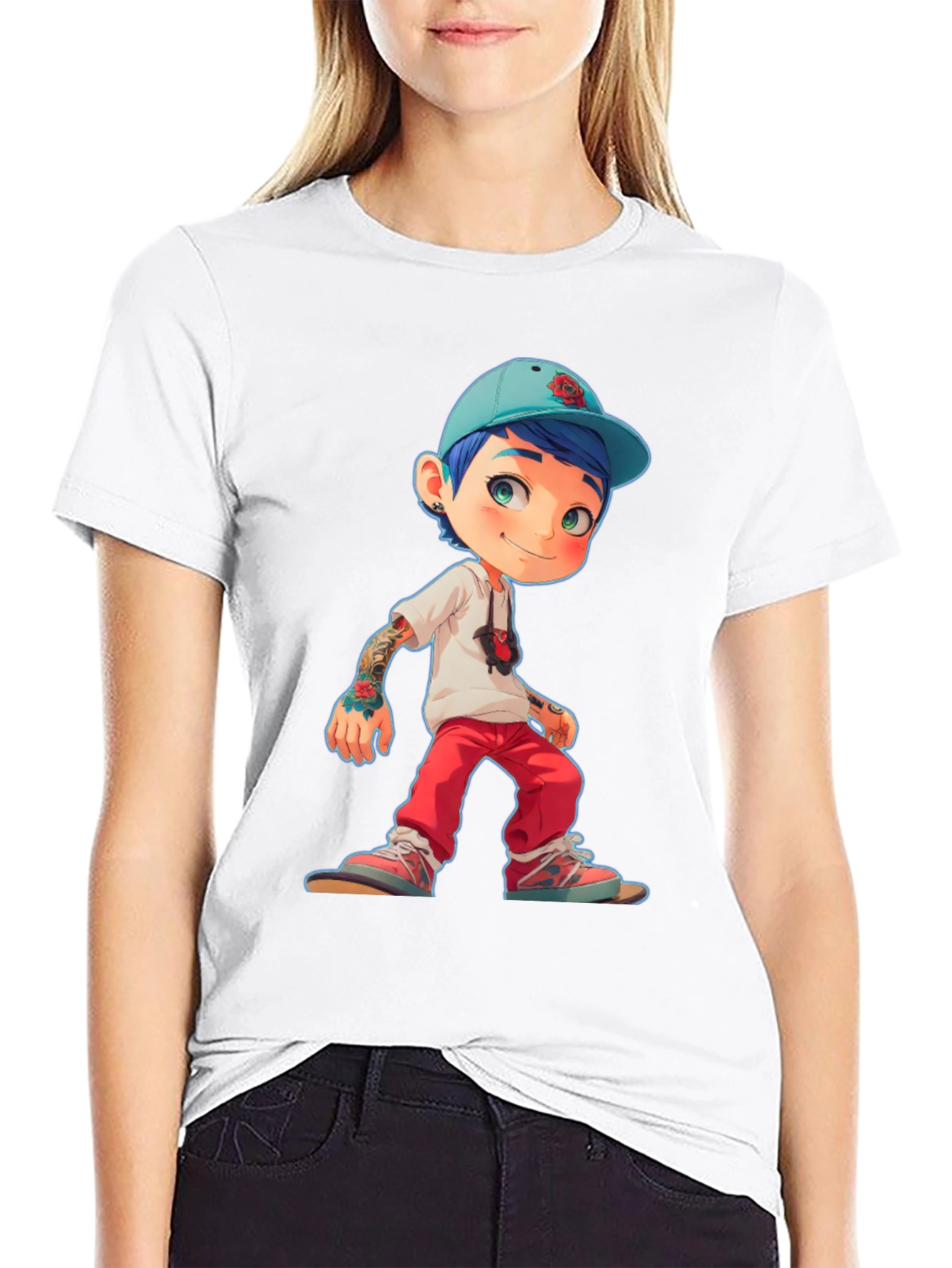 Cartoon Style Boy Graphic T-Shirt