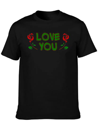 Love You Graphic Tee - Rose Accent