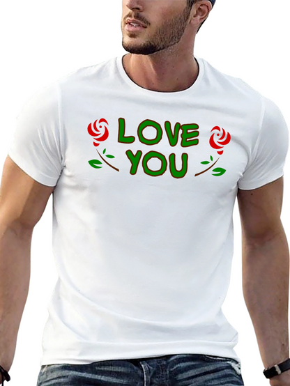Love You Graphic Tee - Rose Accent