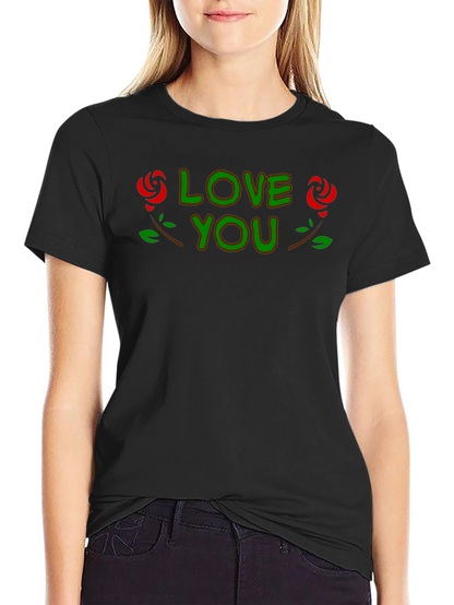 Love You Graphic Tee - Rose Accent