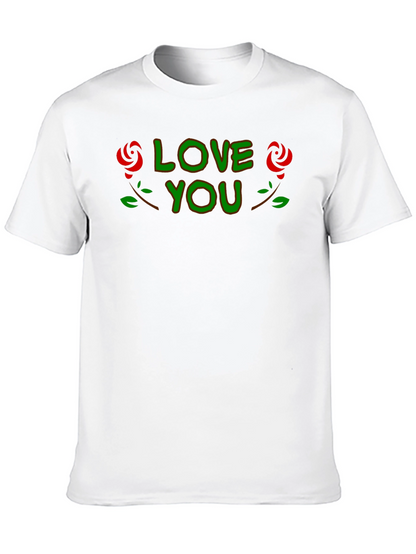Love You Graphic Tee - Rose Accent
