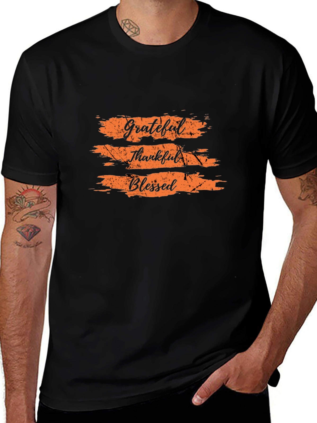Grateful Thankful Blessed Black T-Shirt
