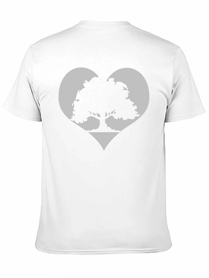 Tree Heart Graphic Tee - Black Cotton Casual Shirt