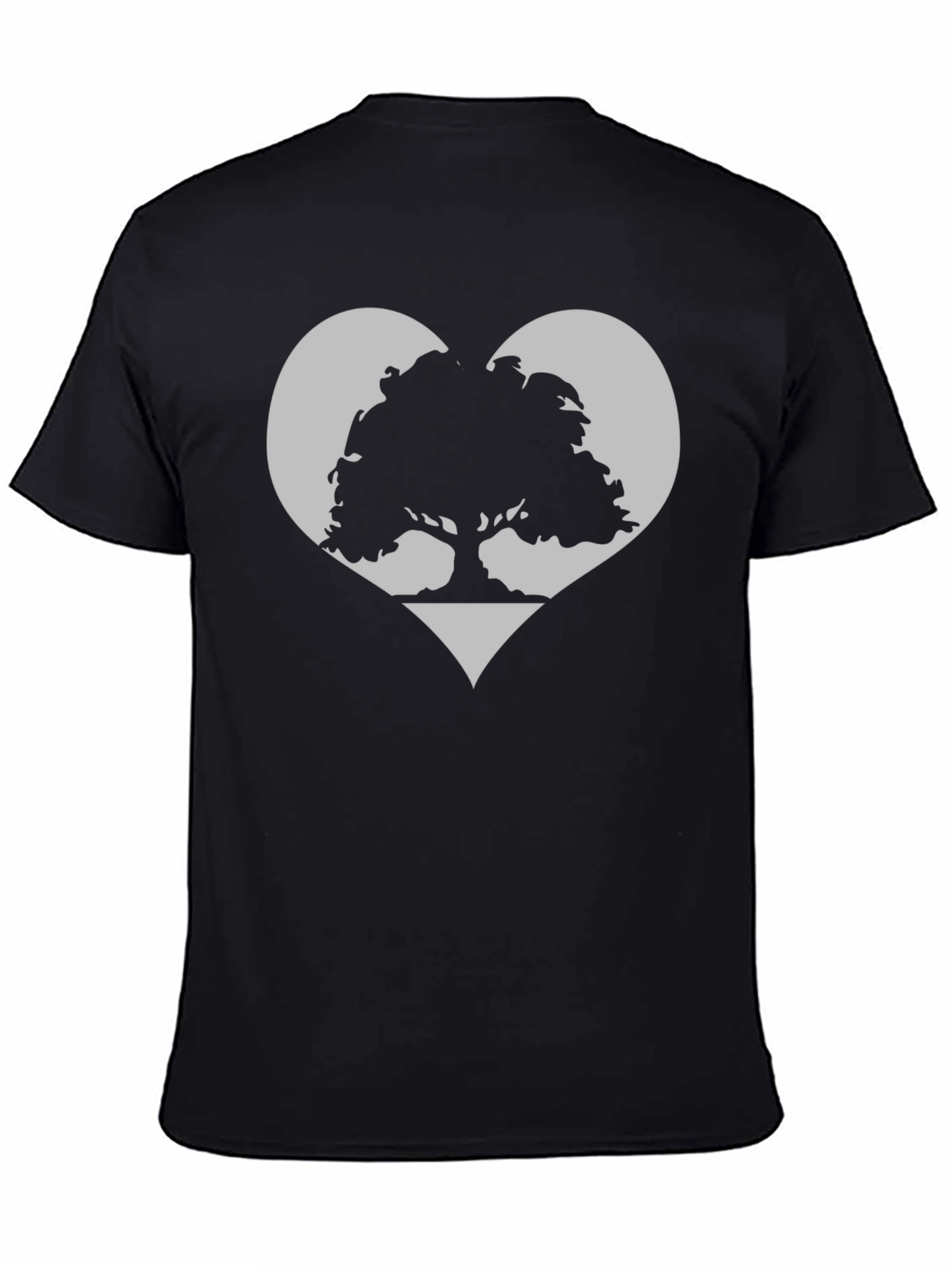 Tree Heart Graphic Tee - Black Cotton Casual Shirt