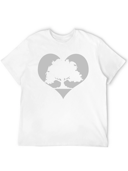 Tree Heart Graphic Tee - Black Cotton Casual Shirt