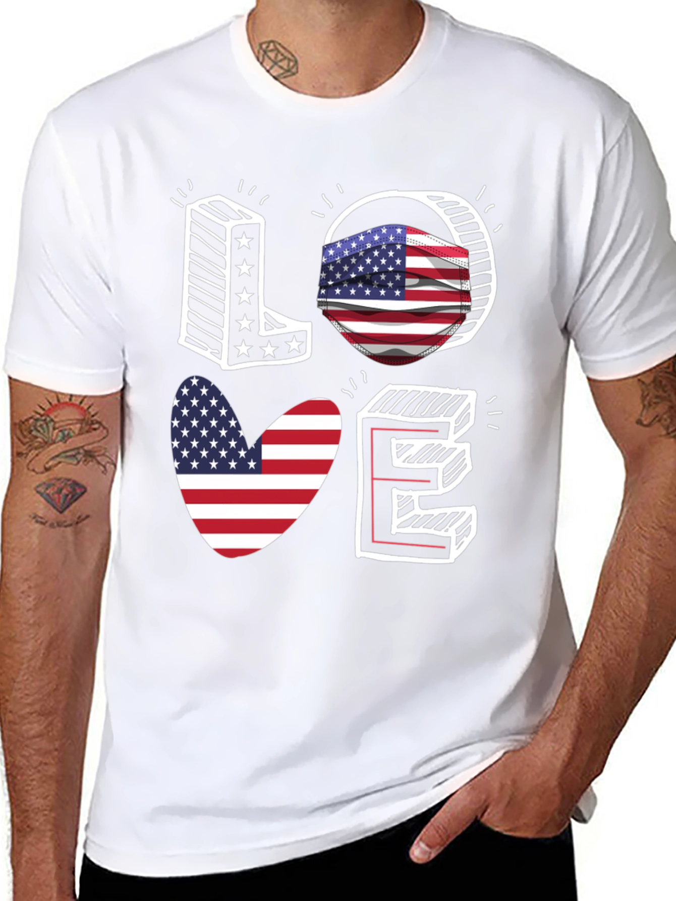 Patriotic LOVE Graphic T-Shirt