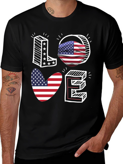 Patriotic LOVE Graphic T-Shirt