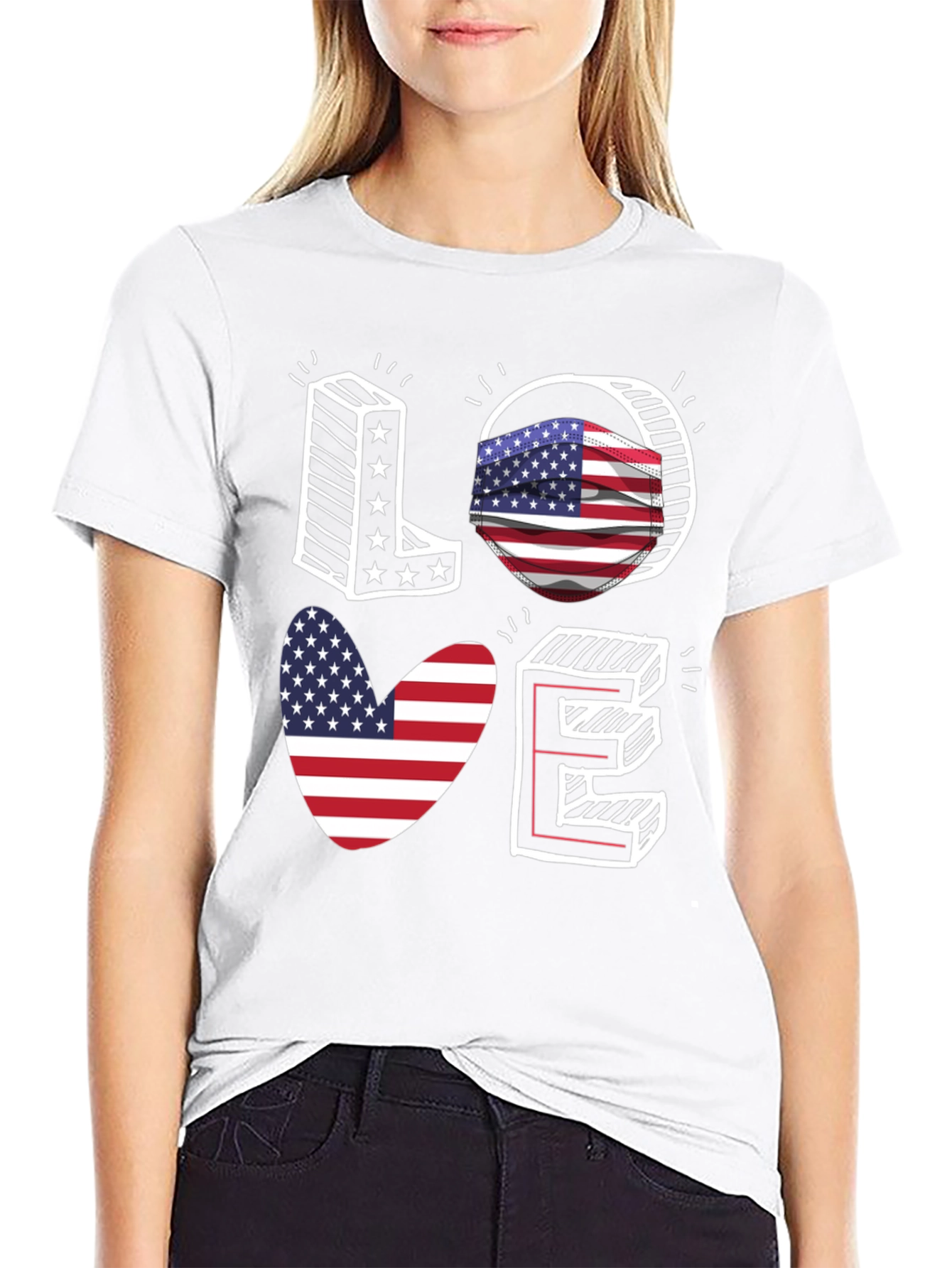 Patriotic LOVE Graphic T-Shirt
