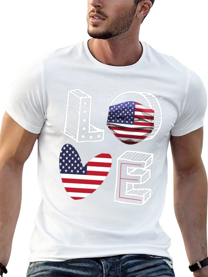 Patriotic LOVE Graphic T-Shirt