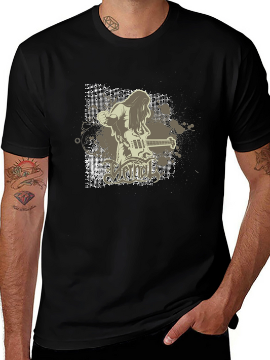 Cool Graphic Black T-Shirt - Rock Band Design