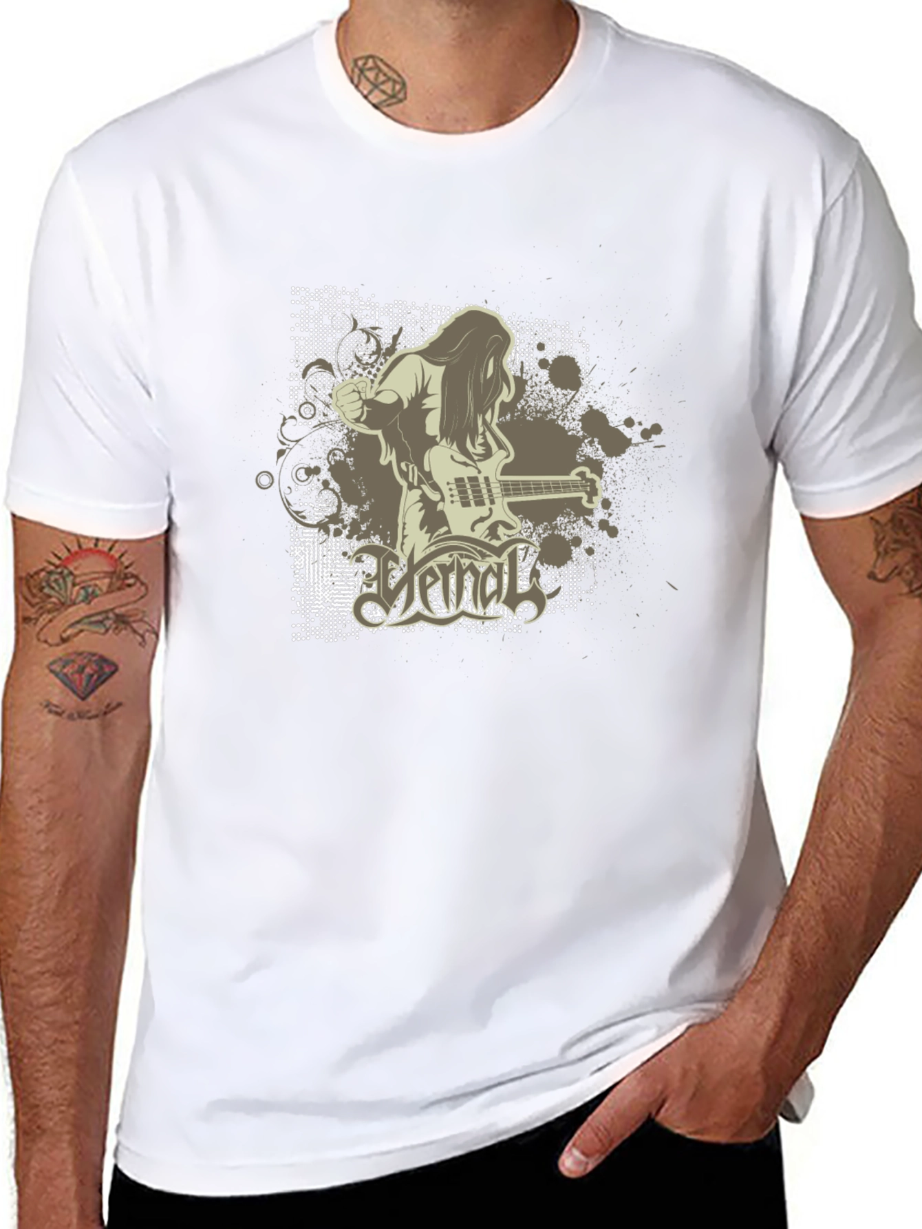 Cool Graphic Black T-Shirt - Rock Band Design