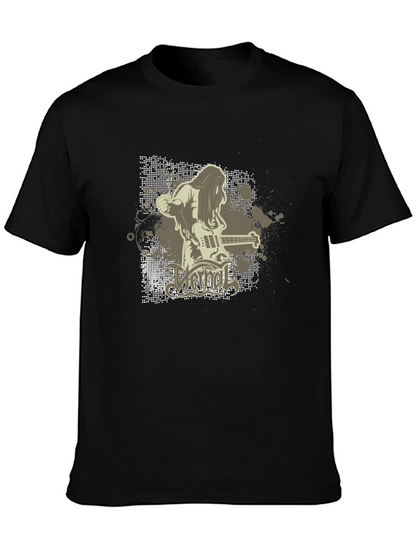 Cool Graphic Black T-Shirt - Rock Band Design