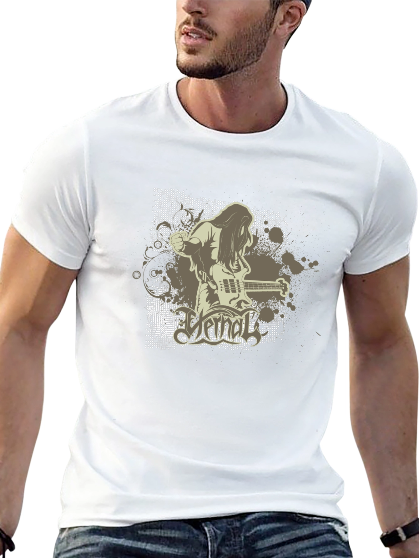 Cool Graphic Black T-Shirt - Rock Band Design
